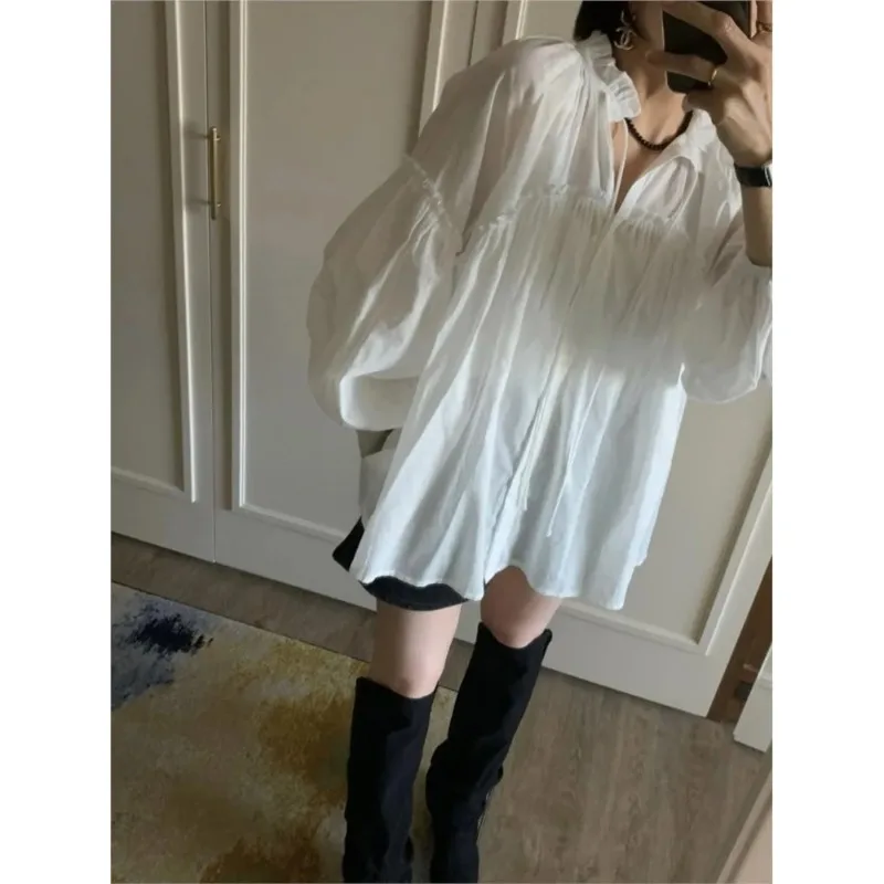 Spring and Summer Girls College Style Solid Color Dress