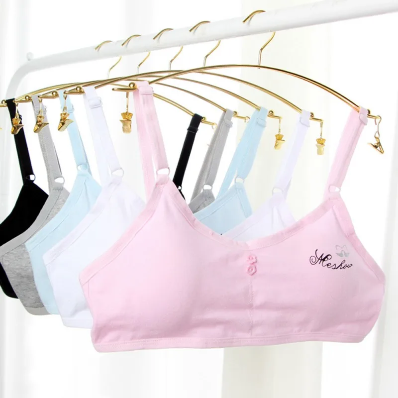 Girls Bra Breathable Sports Training Bra Teenagers Seamless Underwear Solid Crop Top Adjustable Children Developmental Stage Bra