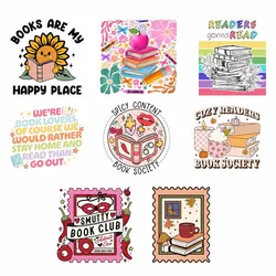 DIY Books Theme Iron On Retro Books Patch On Clothing Cartoon Custom Design Haet Transfer Sticker DTF Thermals Sticker