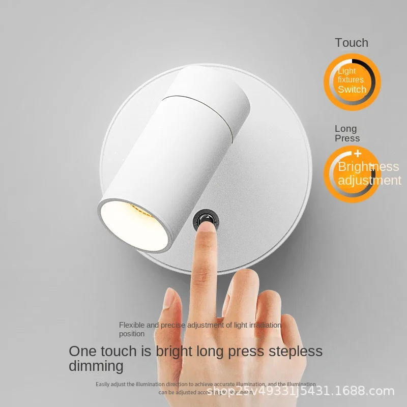 Mini Rechargeable Wall Light Black White Simple Three Color Adjustable Bedroom Bathroom Doorway LED Wireless Magnetic Spotlight