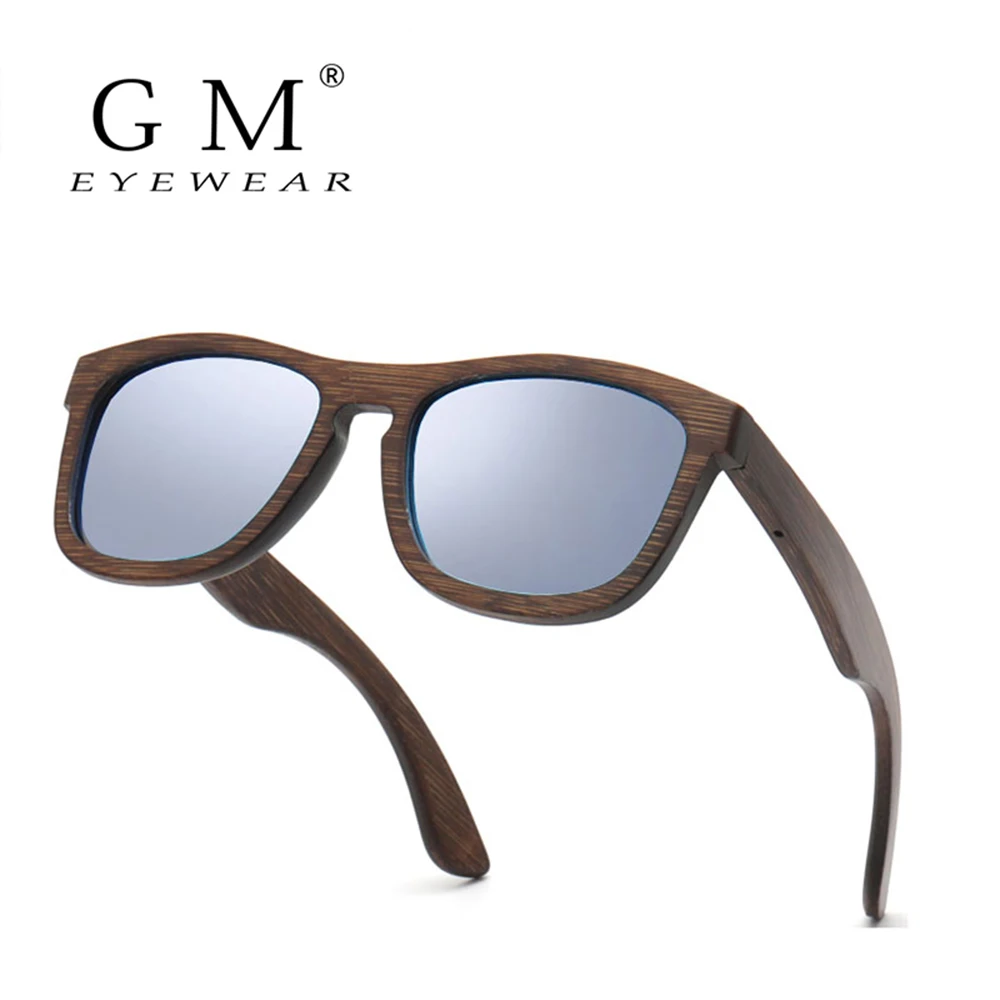 

GM natural bamboo and wood sunglasses manual polarizer coated lens Bamboo wiredrawing brown glasses gift box 3842