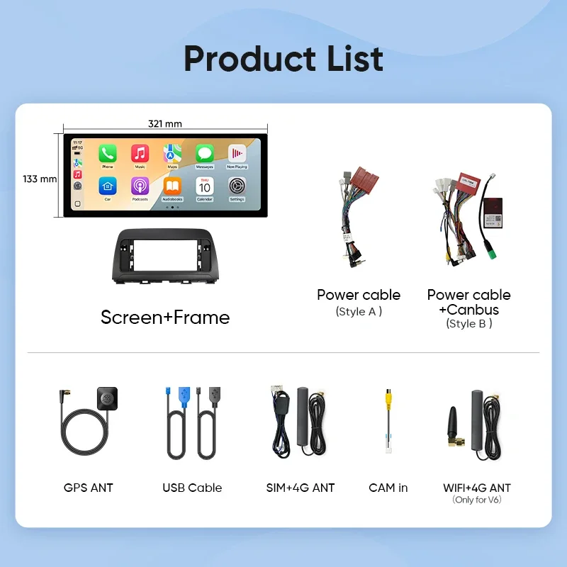 Ainavi 12.3 in Car Radio For Mazda CX5 CX-5 2012 2013 2014 2015 Wireless Carplay Android Auto Qualcomm 4G Car Multimedia Player
