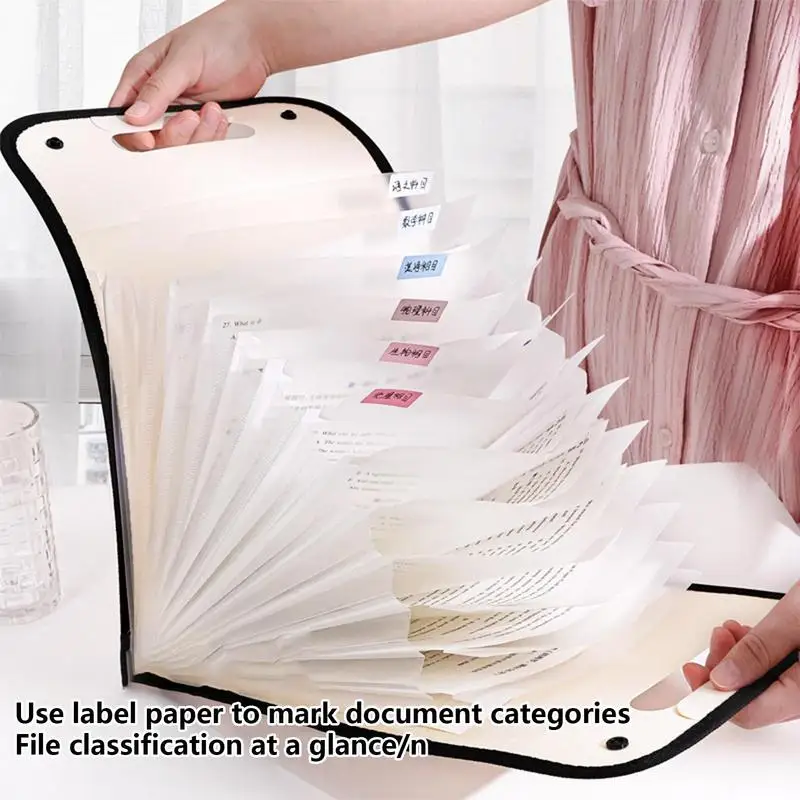 Accordion Document Organizer Expanding Accordion 13 Pockets File Folder Labels Attached Document Carry Bag With Handle For