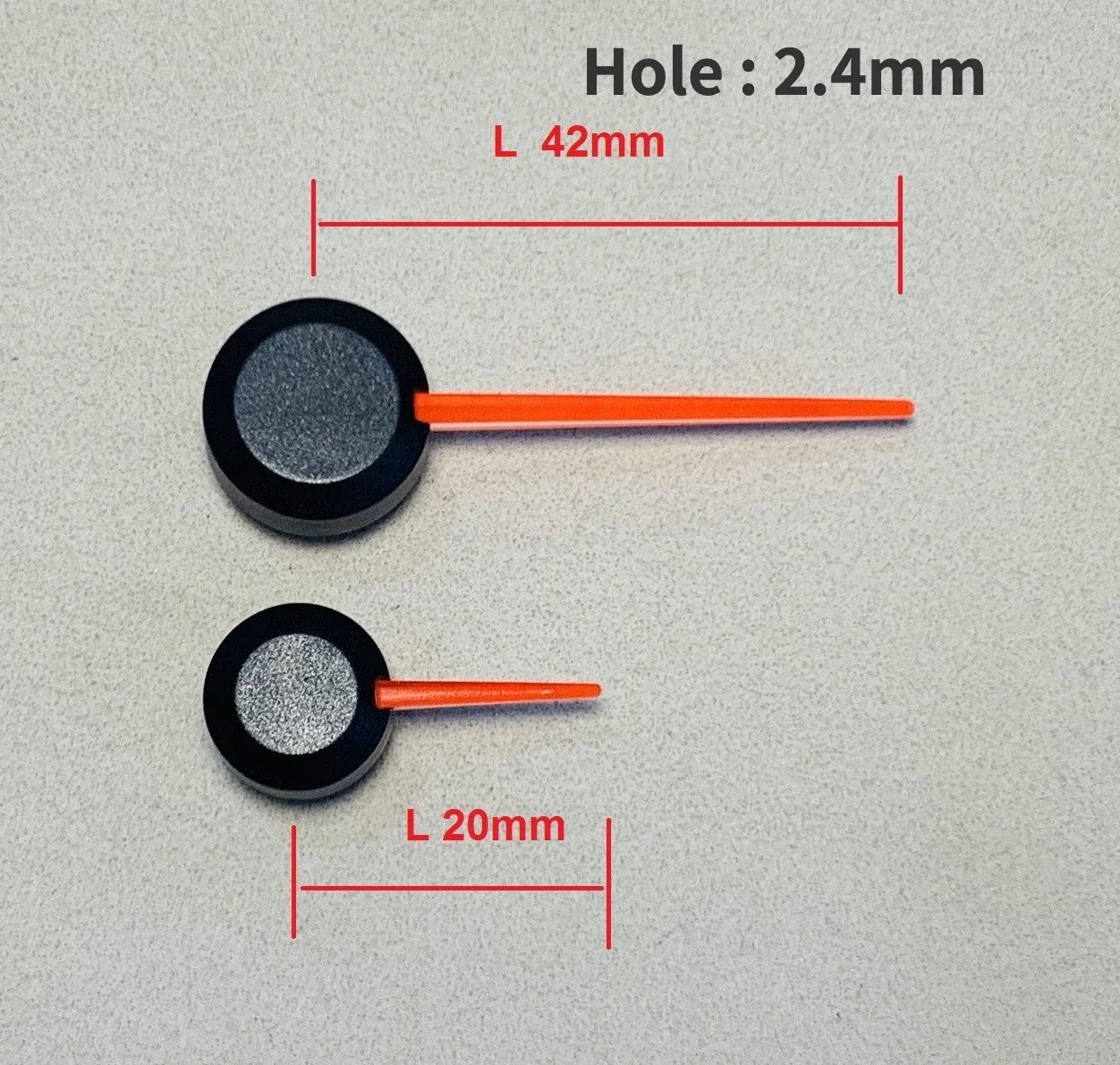 1pc 42mm/20mm Car instrument meter pointer red shaft standard light guide pointer cluster hole 2.4mm