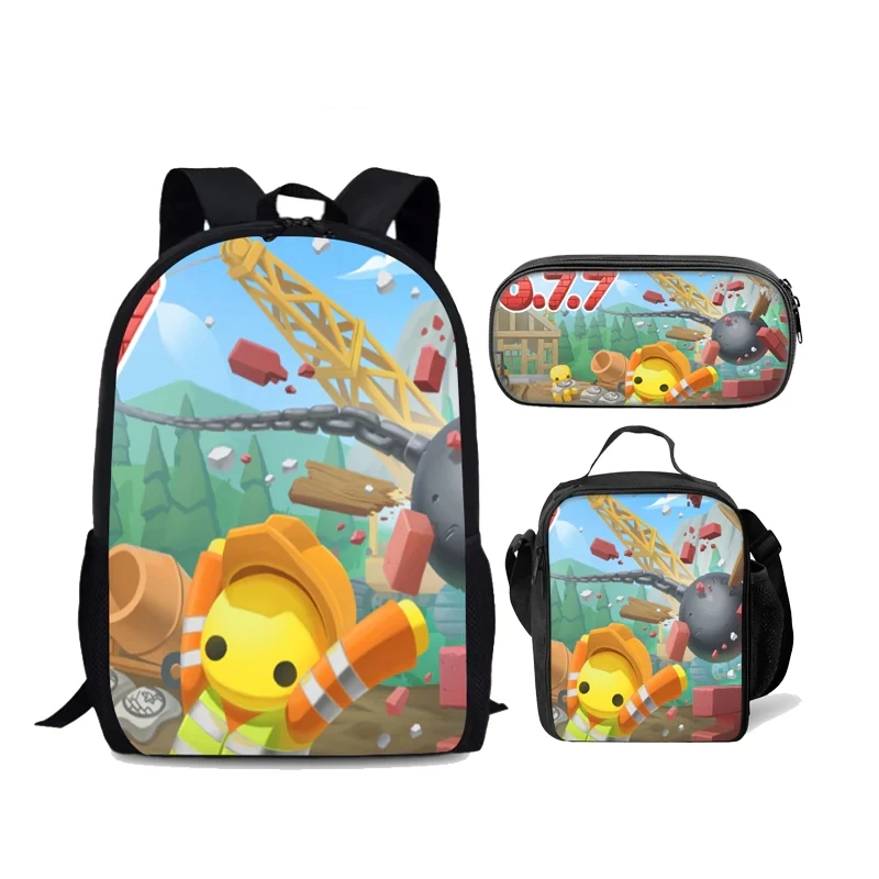 Wobbly Life Schoolbag Backpack Lunch Bag Pencil Case Set Gift for Kids Students