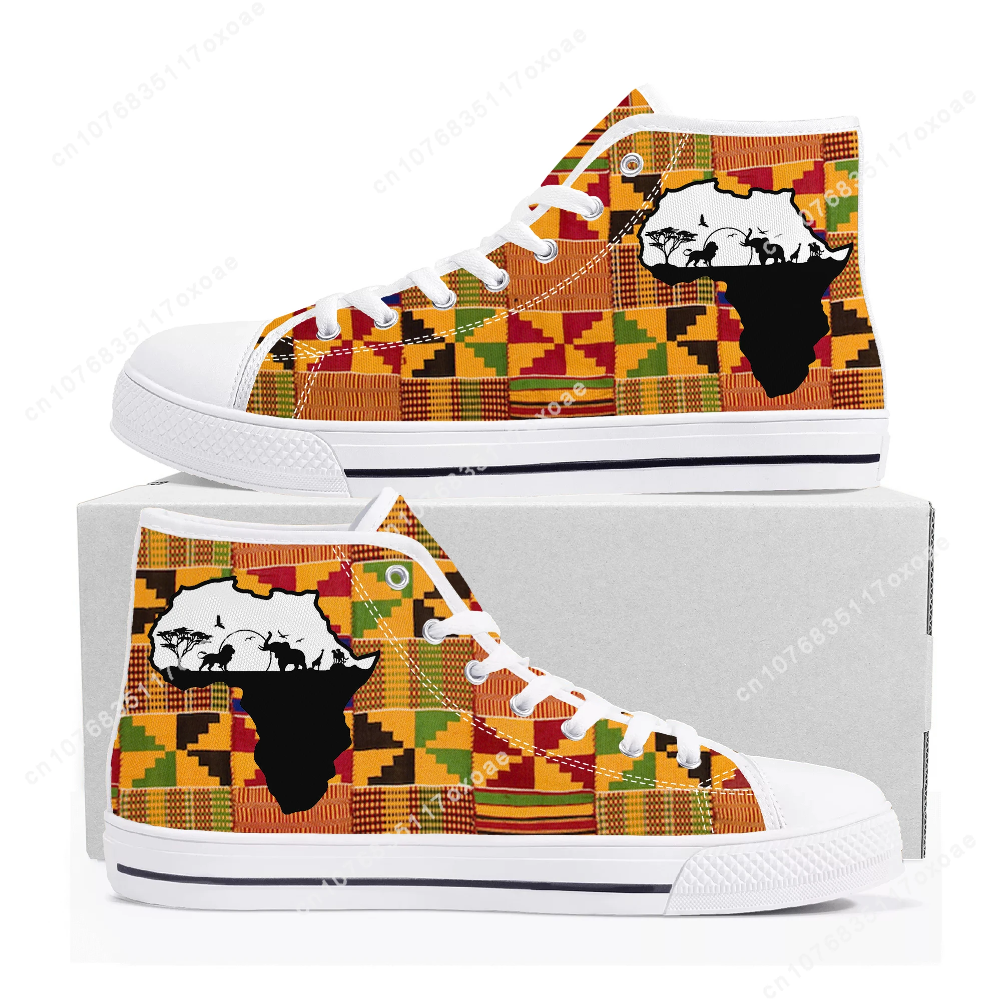 African Ethnic Culture Design High Top Sneakers Mens Womens Teenager High Quality Canvas Sneaker couple Casual Shoe Custom Shoes