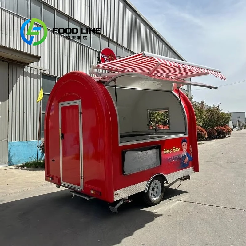 Commercial Mini Round Movable Food Truck Personal Business Food Trailer with Beverage Ice Cream Hamburger Toast Machine Custom