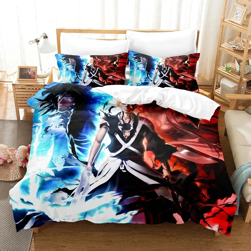 3D Print Anime Bleach Kurosaki Ichigo Bedding Set Double Twin King Duvet Cover Comforter Pillowcase Boys Girls Adults Bedroom