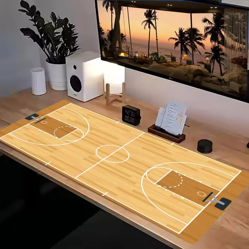 Light Wooden Basketball Court Mouse pads games keyboard accessories large size bedroom learning table mat laptop