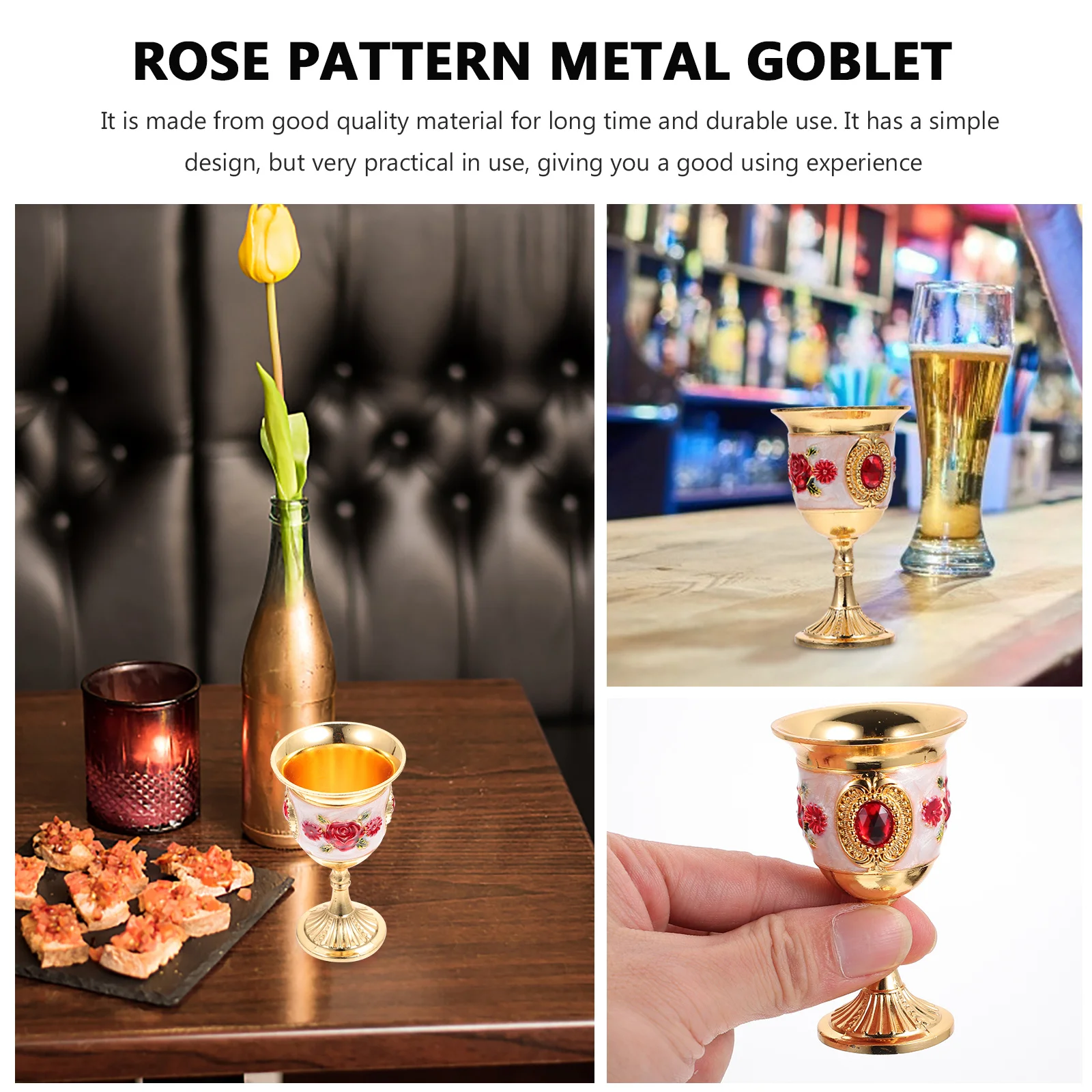 

Metal High Foot Wine Goblet Exquisite Small Decorative Drinking Cup Home Restaurant Hotel Wedding Party Wine Cup