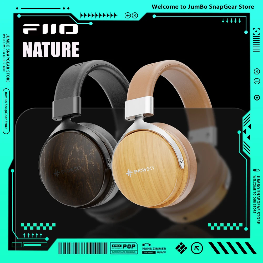 FiiO Snowsky NATURE Hi-fi Wired OverEar Headset With Mic Plug Dual 3.5mm TRS Exchangeable Line PC Gamer Headset Customize Gifts
