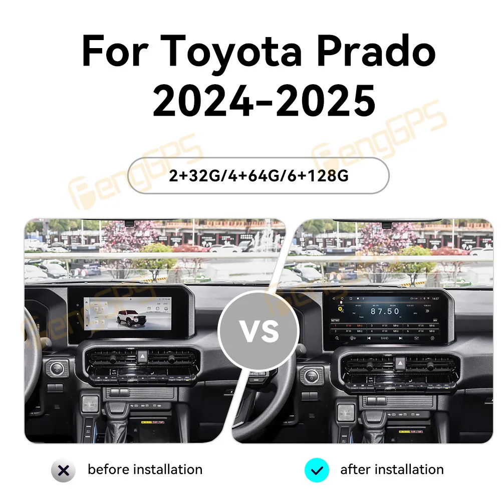 12.3''Android For Toyota Land Cruiser Prado 2024 2025Car Screen Navigation Apple Carplay Car TV DSP GPS CarRadio Stereo Host