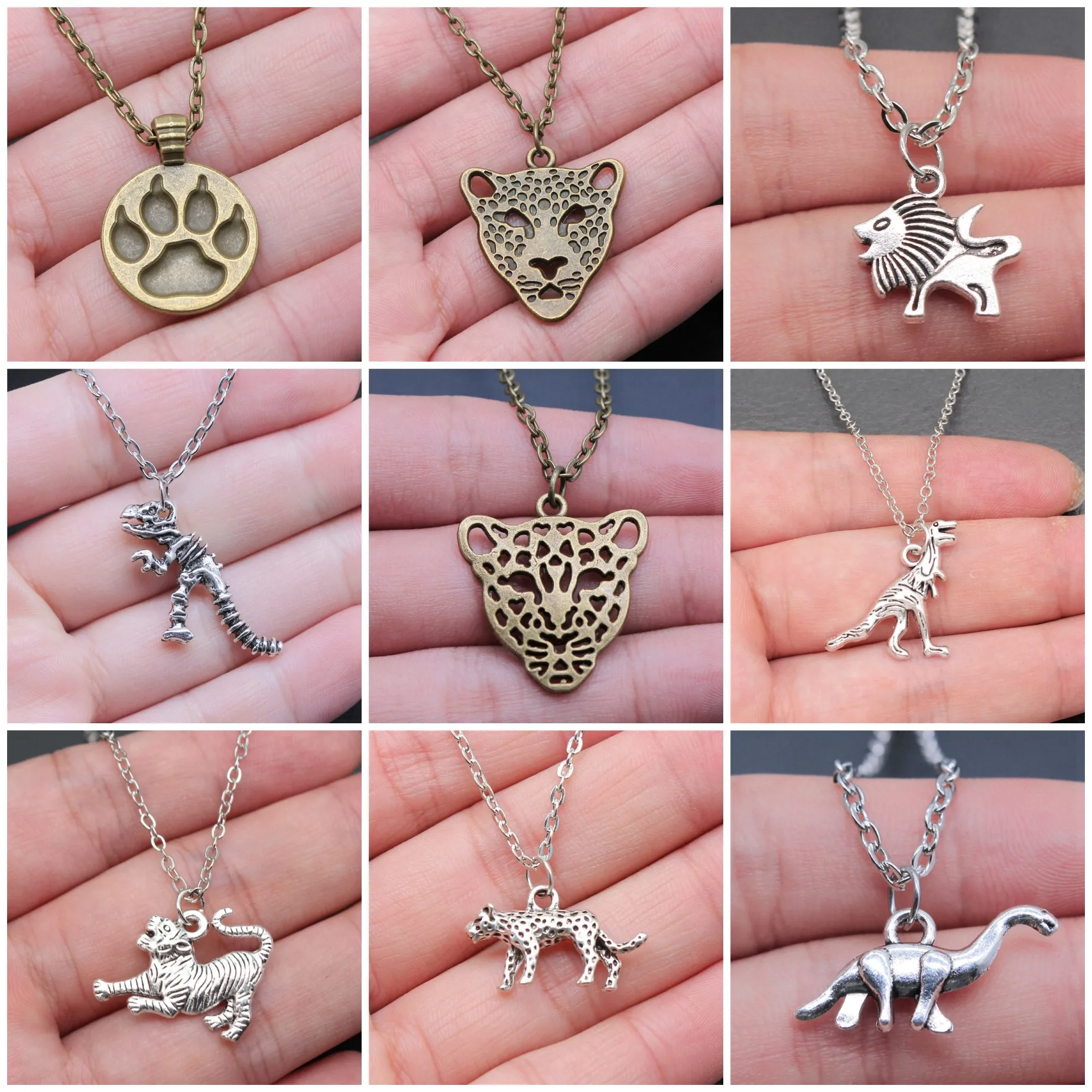 Wolf Leopard Jungle Animal Punk Pendant Necklaces For Women Men Charm Pendant Fashion Jewelry Gift