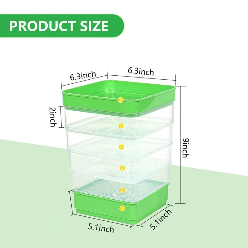 Zestaw do kiełkowania nasion fasoli, mikro-zielona taca do uprawy roślin, taca ociekowa, czteropoziomowy zestaw do uprawy kiełków, trwały
