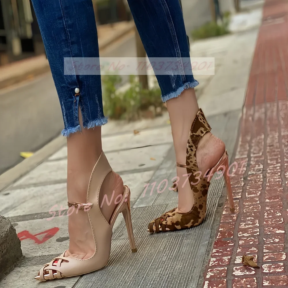 

Сандалии с золотым носком в клетку, женские модные сандалии на высоком каблуке-шпильке с перекрестным ремешком сзади и пряжкой, женские пикантные сандалии