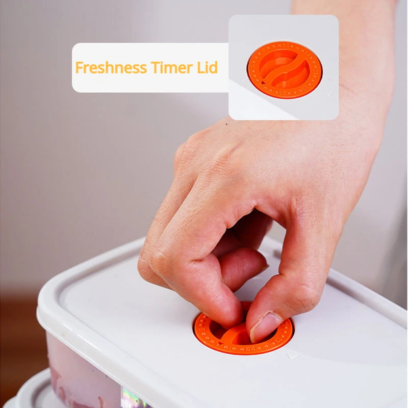Food Storage Containers Microwaved Bento Box with Freshness Timer Lid Airtight Freezer Vegetable Fruit Storage Containers