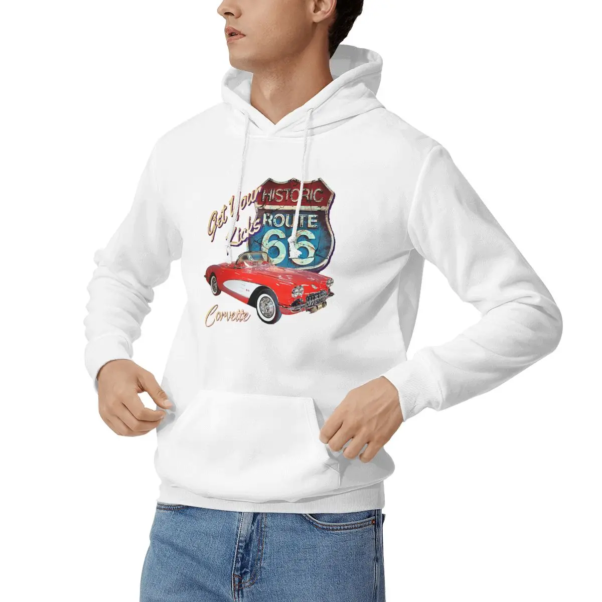 1956 Chevy-Bel Air Car Street Hot Rod Antique - Route 66 Hoodies Men's Women Pullover Sweatshirt Long Sleeve Clothing Autumn