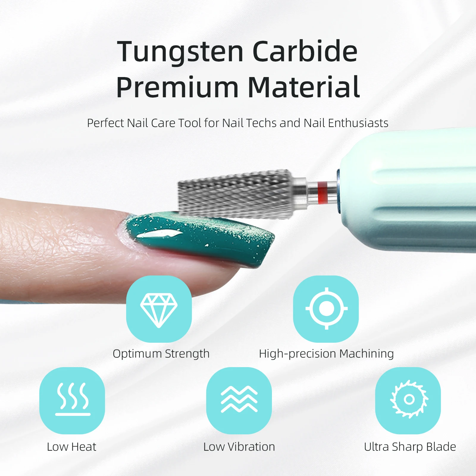 

HYTOOS Flat Top Tapered Tungsten Nail Drill Bits 3/32 Dust Proof Carbide Drill Bits for Nails Manicure Gel Acrylic Removal Tools