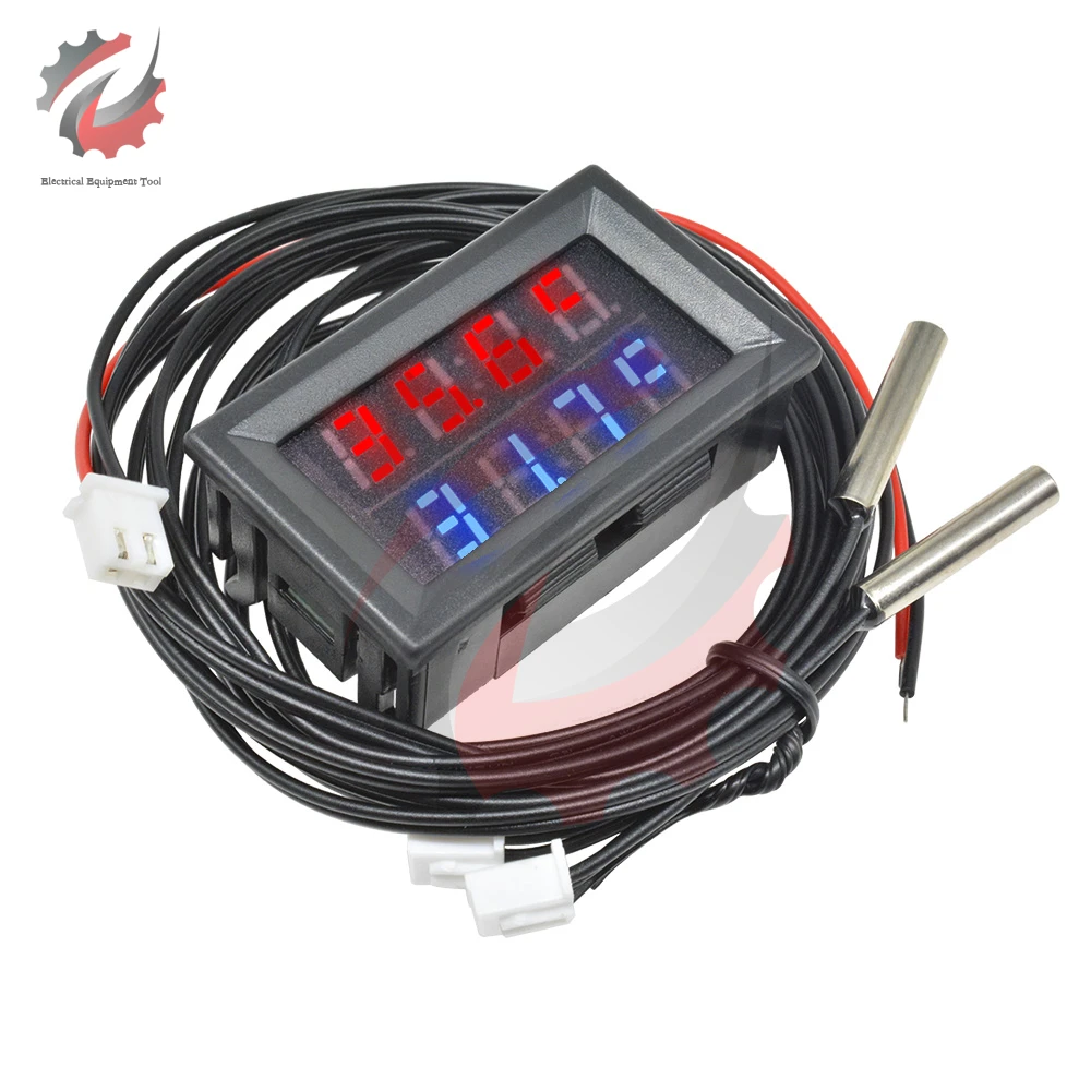 DC 5V 12V 24V 4 Digit Digital LED Dual Display Thermometer Controller NTC Waterproof Temperature Sensor Tester For Aquarium Car