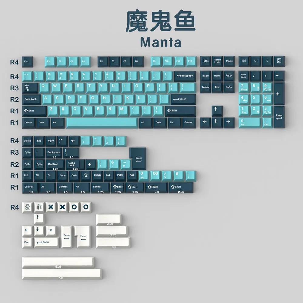 Gmk Manta keycaps เชอร์รี่โปรไฟล์ ABS ดับเบิลช็อต172คีย์สำหรับ MX สวิตช์คีย์บอร์ดเชิงกล