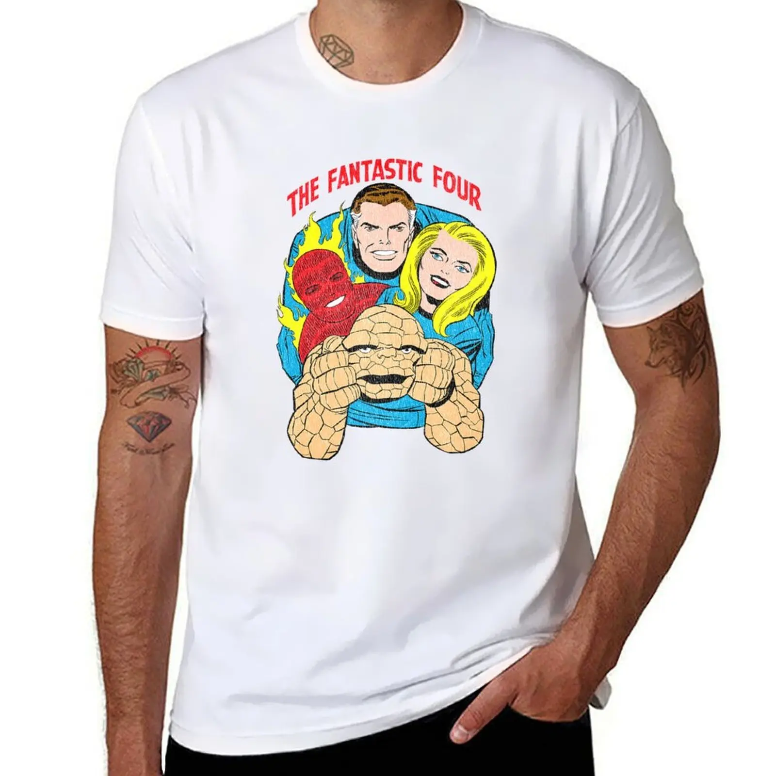 

The Fantastic Four Retro Comic T-Shirt essential t shirt cotton tshirt 100% T-Shirt