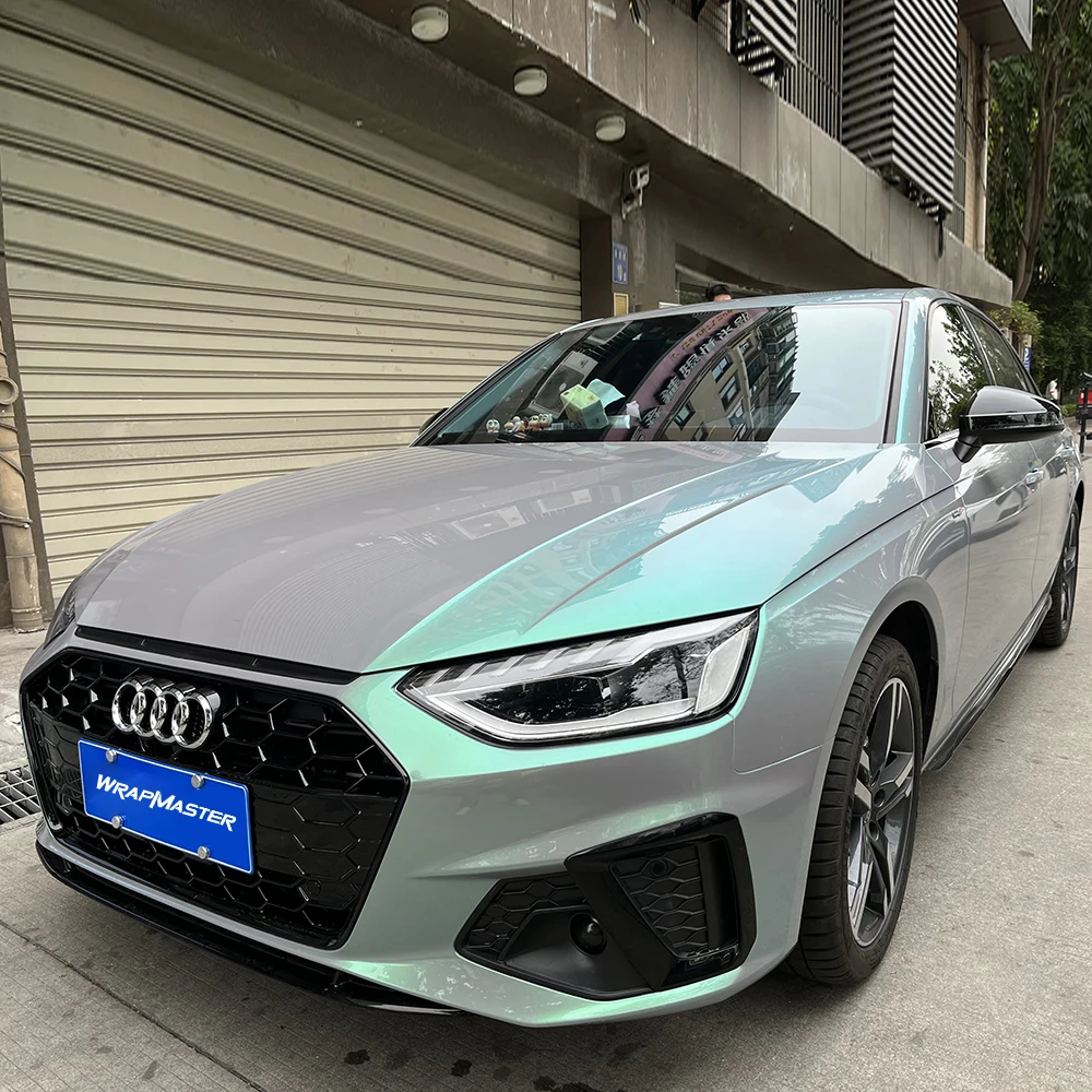 

Серо-зеленая яркая флип-пленка из углеродного волокна, виниловая пленка из ТПУ для автомобиля, красочная пленка для автомобиля из ТПУ