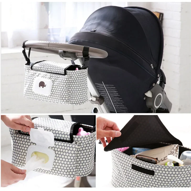 Borsa organizer per passeggino Borsa per pannolini per mummia Gancio per carrozzina Accessori per passeggino impermeabili di grande capacità Pannolino da viaggio