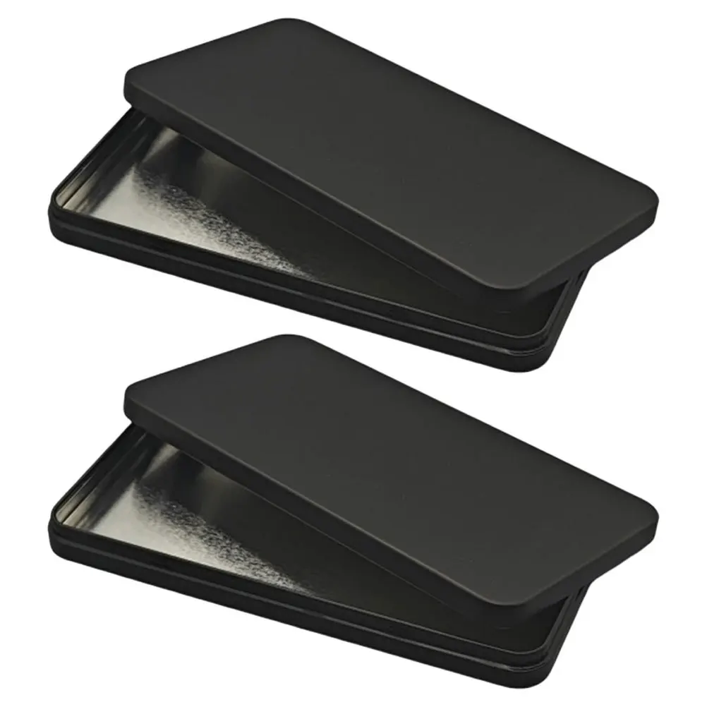 2 قطعة صندوق نقود معدني أسود مستطيل منظم تخزين العملات الصغيرة للعملات النقدية والمجوهرات حامل المال فواتير حاوية القصدير