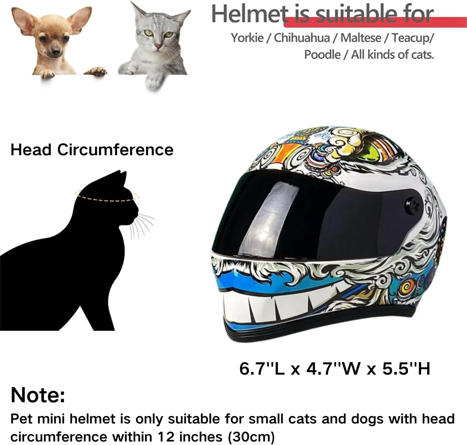 

Cat Motorcycle Helmet Full Face Outdoor Riding Helmet Hat for Cat Dog Doggie Puppy Kitten Pet Supplies