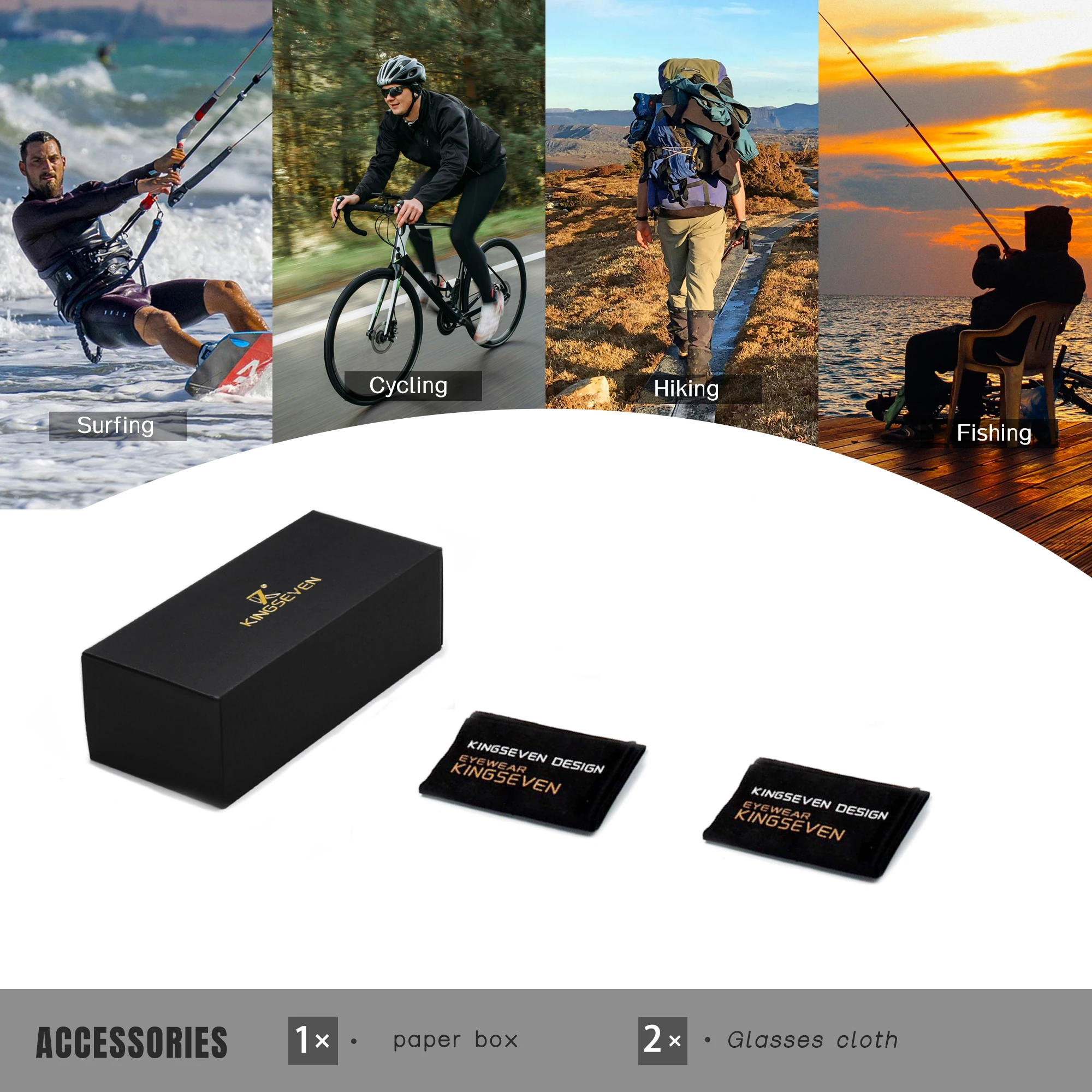 2 قطعة KINGSEVEN الاستقطاب النظارات الشمسية UV400 العين حماية أناقة المرأة نظارات المضادة للانعكاس موضة الرجال النظارات في الهواء الطلق