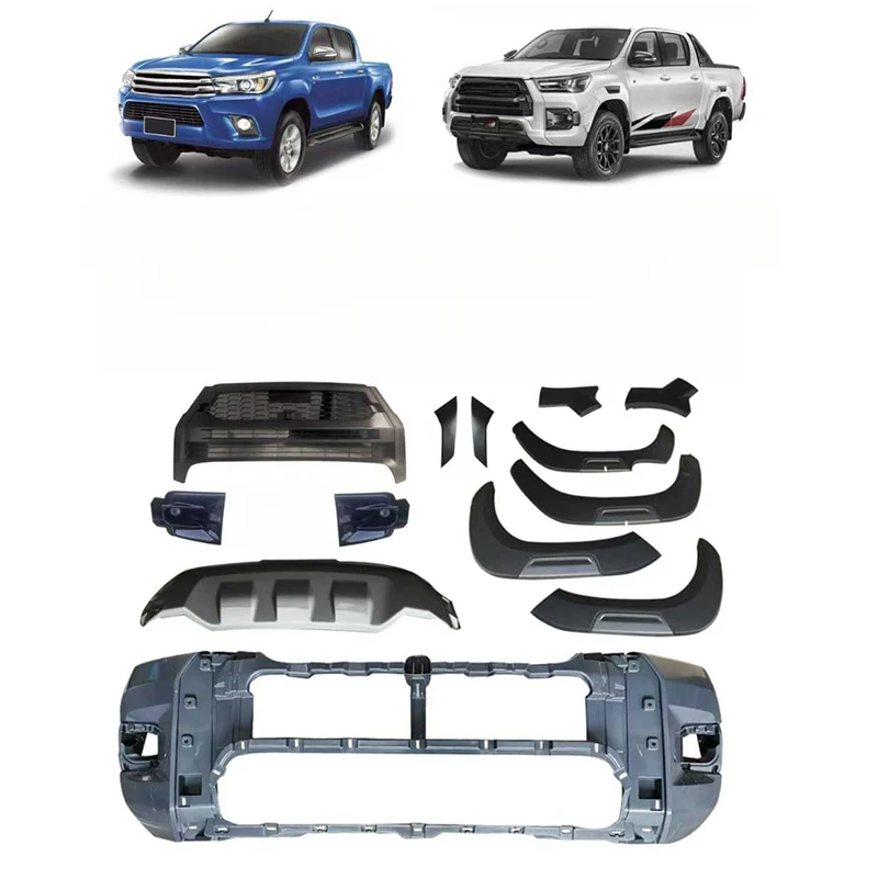 

High Quality Plastic Front Bumper Auto Body Kit 2016-2019 for Hilux Revo Rocco Upgrade 2021 GR Sport New Condition