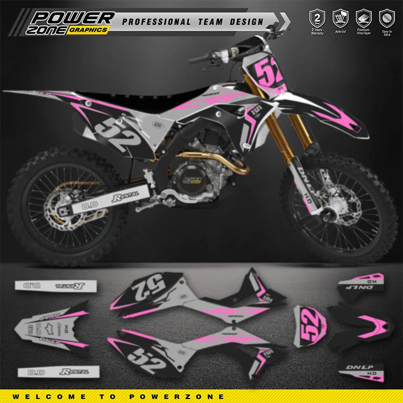 PowerZone Custom Team Graphics Backgrounds Decals Stickers Kit For HONDA 2018 2019-2021 CRF250R 2017 2018 2018 2020 CRF450R 040