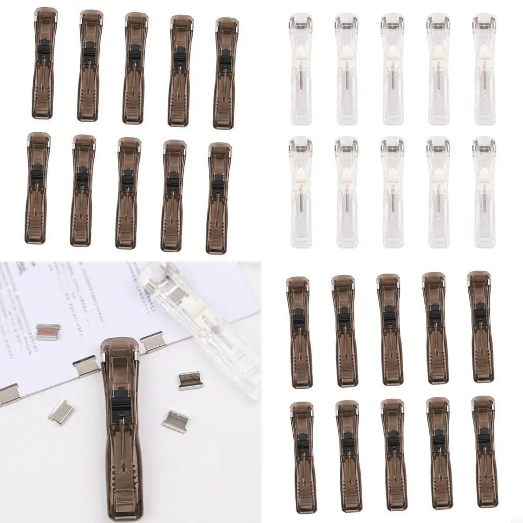 

10Pieces Push Styles Document Holders Clips Secure Paper Push Clips File Clips Set Without Marks Offices School Use 896C