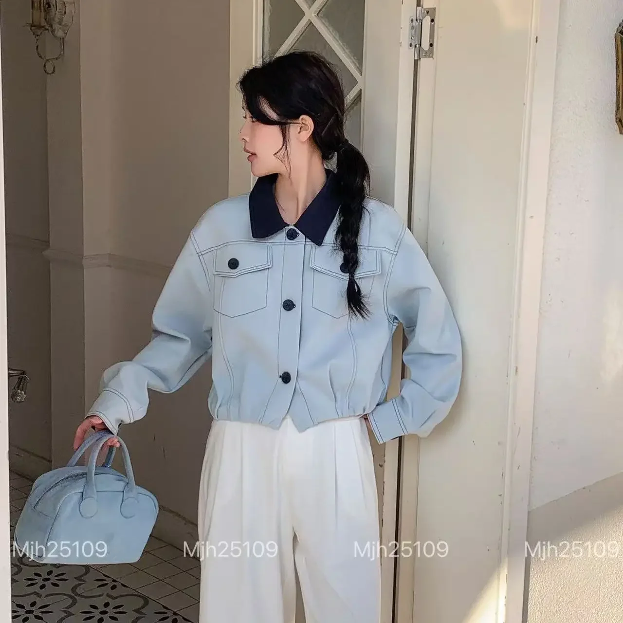 

Woman Denim Jackets Vintage Casual Fashion Long Sleeve Zipper Bomber Oversized Loose Y2K Winter Autumn Hooded Turn-Down Collar