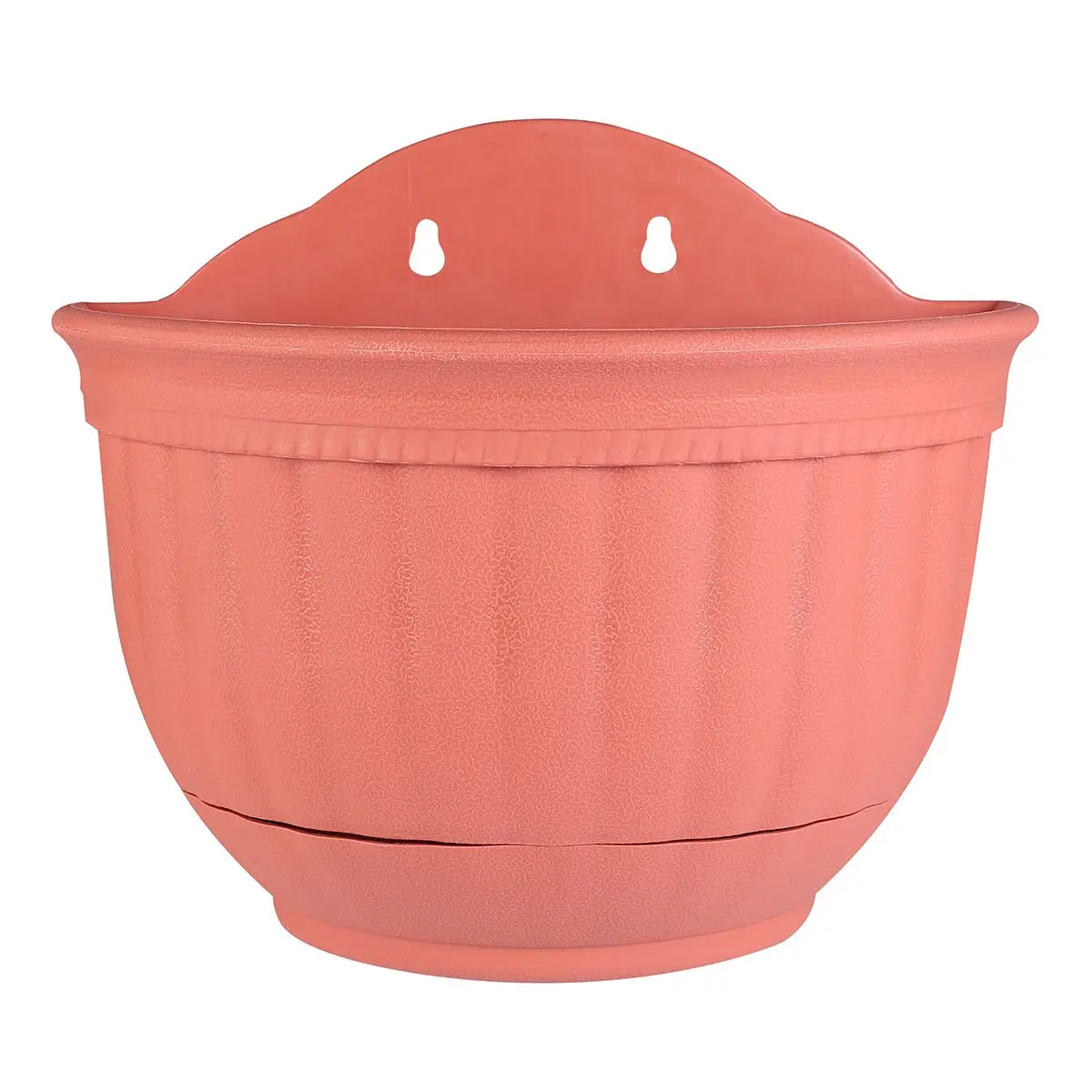 Half Circle Hanging Flower Pot 2987 Plastic Wall Planter with Tray for Balcony Garden Desk Kitchen Small Size Storage Plant