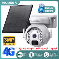 INQMEGA 3MP 4G Solar Security Camera Outdoor PIR Human Detection Camera 5W Solar Panel Powered PTZ Cam Built-in 7800mAh Battery