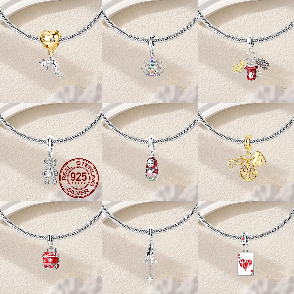 

Fit Original Bracelet 925 Sterling Silver Golden Tree of Life Polka Dot Doll Pendants For Women Jewelry Making Gift