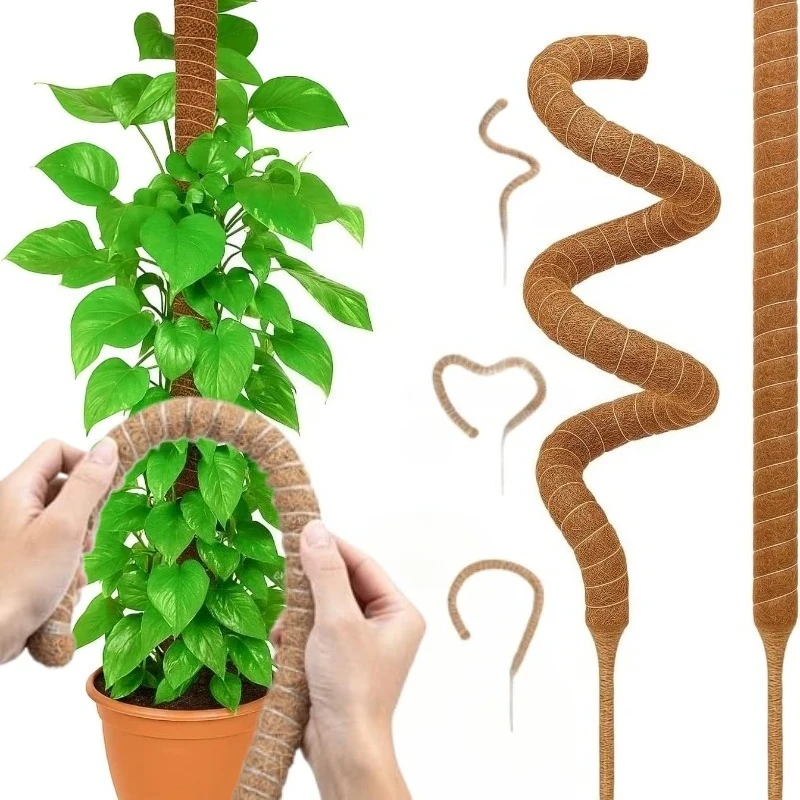 Biegbare Moosstange für Pflanzen Kokosfaser Monstera Pflanzenstütze Handgefertigte Kletterhilfe DIY Gartenzubehör – Detail 1