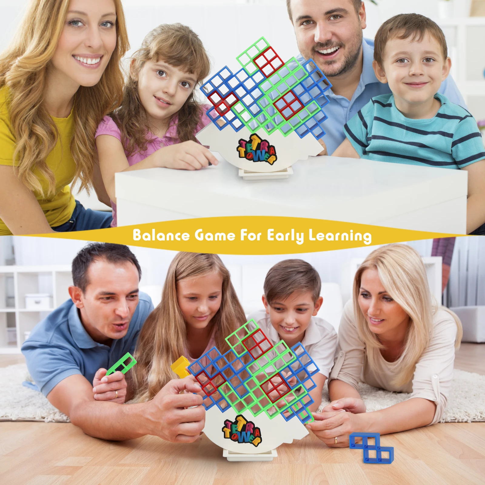 Tetra Tower Game Stacking Blocks Stack Building Blocks Balance Puzzle Board Assembly Bricks Educational Toys for Children Adults