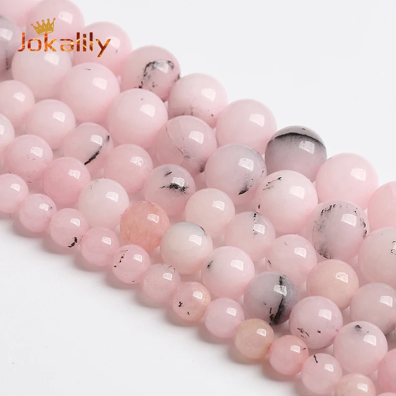 Natural Stone Pink Opal Beads For Jewelry Making Round Loose Spacers Beads DIY Bracelets Necklaces Accessories 4 6 8 10 12mm 15