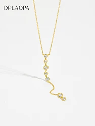 DPLAOPA 925 Sterling Silver Gold Round Long Pendant Chain Long Chain Luxury Women 2025 Wedding Casual Party Jewelry