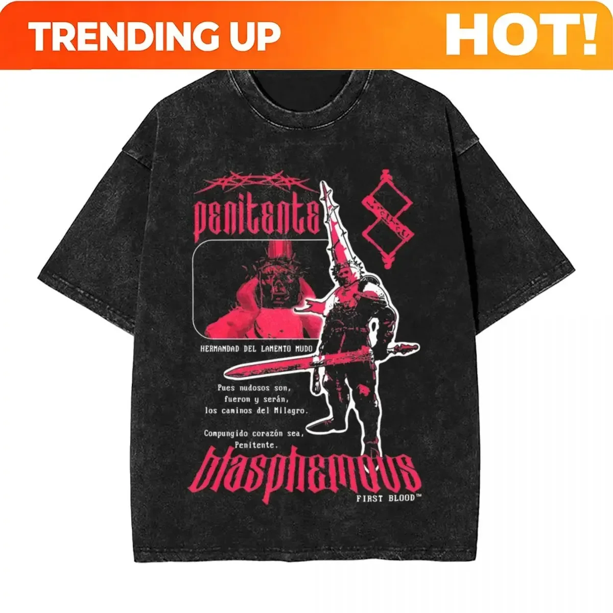 Customization Oversized Washed T Shirt Silent Hill Vintage Cotton T-Shirts Blasphemous Fashion Tee Shirt For Man Summer Y2K Clas