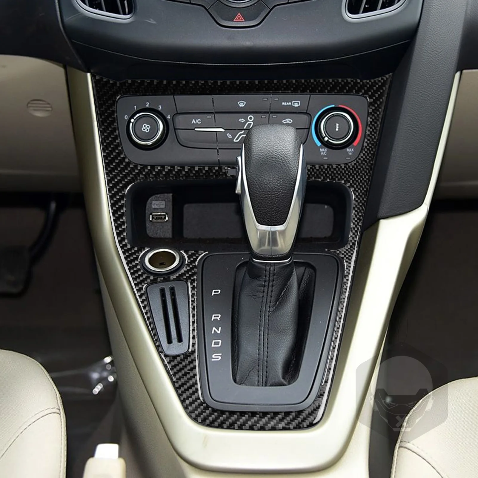 Real Carbon Fiber Car Accessories Center Console Set Decorative Cover Soft Sticker For Ford Focus MK3 2015 2016 2017 2018