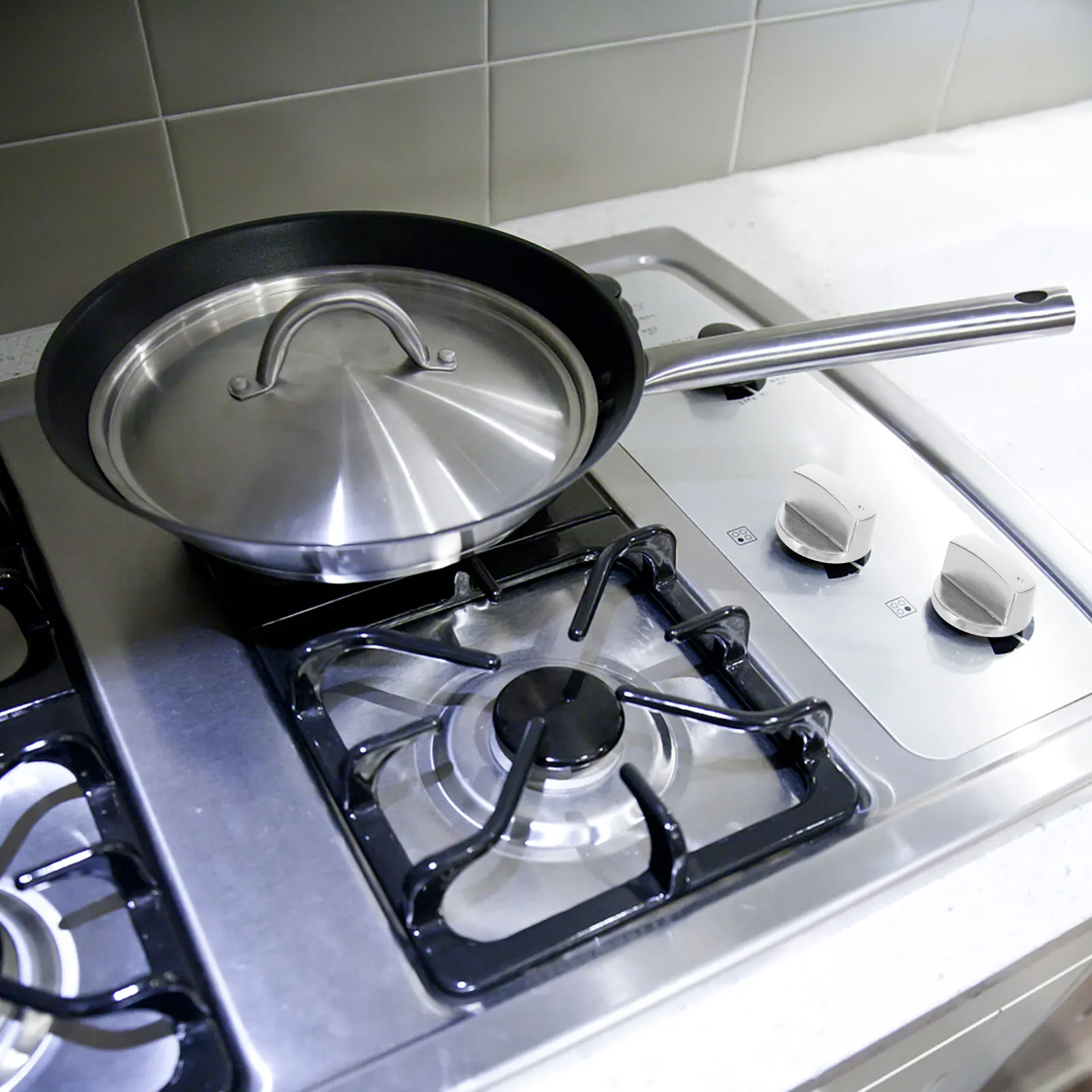 

8pcs Gas Stove Knob Metal On-Off Button Adjustable For 6Mm Shaft Universal Cooktop Replacement Part Stove Ignition Control Knob