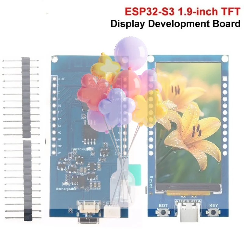 

1 шт. макетная плата ESP32-S3 с флэш-памятью 1,9-дюймовый ЖК-дисплей WiFi BT 5,0, беспроводной модуль 170x320