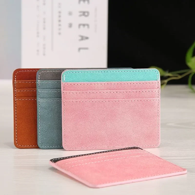 Mini tarjetero Artificial con múltiples ranuras para hombre y mujer, cartera delgada de Pu para tarjetas de identificación, monedero pequeño para hombre y mujer, novedad de 2024