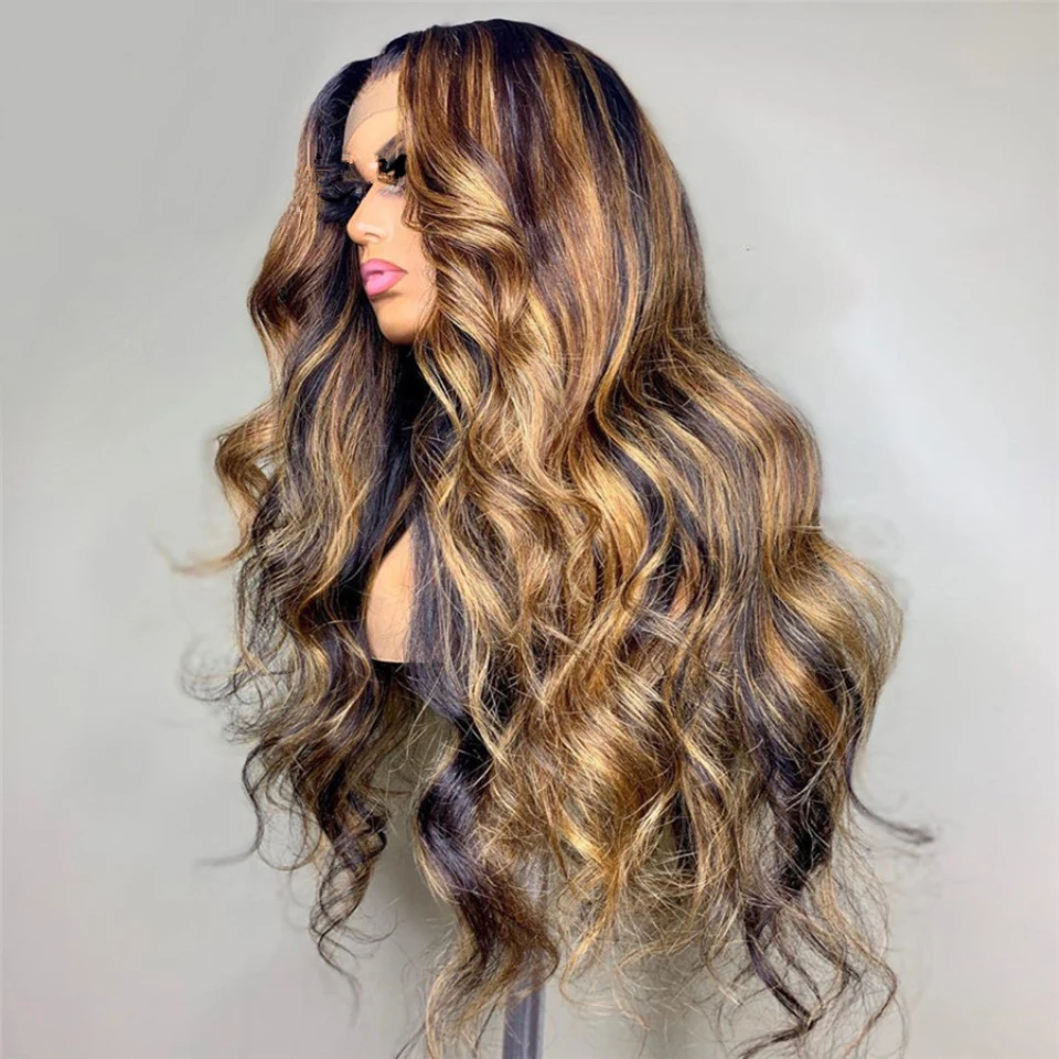 Highlight Blonde 28 Inch 5x5 Silk Base Wave Jewish Human Hair Body wave BabyHair HD Lace European Hair Preplucked Glueless Daily