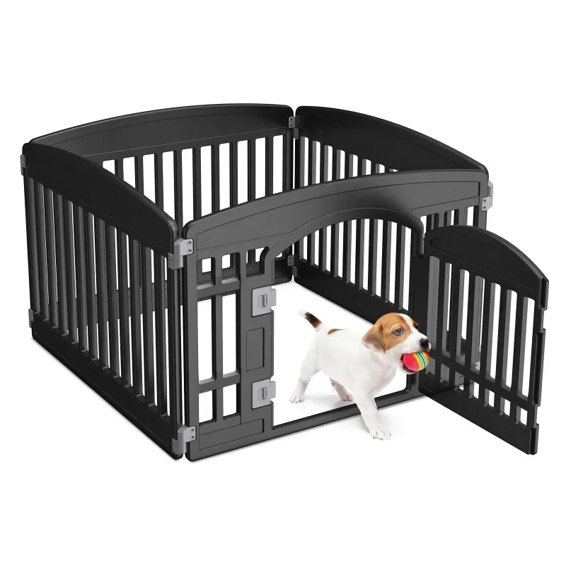

Plastic Dog Playpen 24 Inch, 4-Panel Pet Fence for Small Dog,