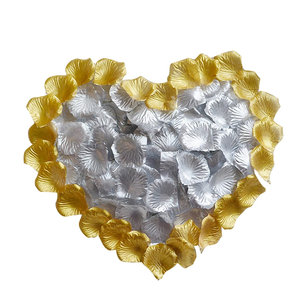 

1000pcs Artificial Rose Petals Wedding Confetti Decoration Fabric Petals Silver Fake Event Bridal Baby Shower Table