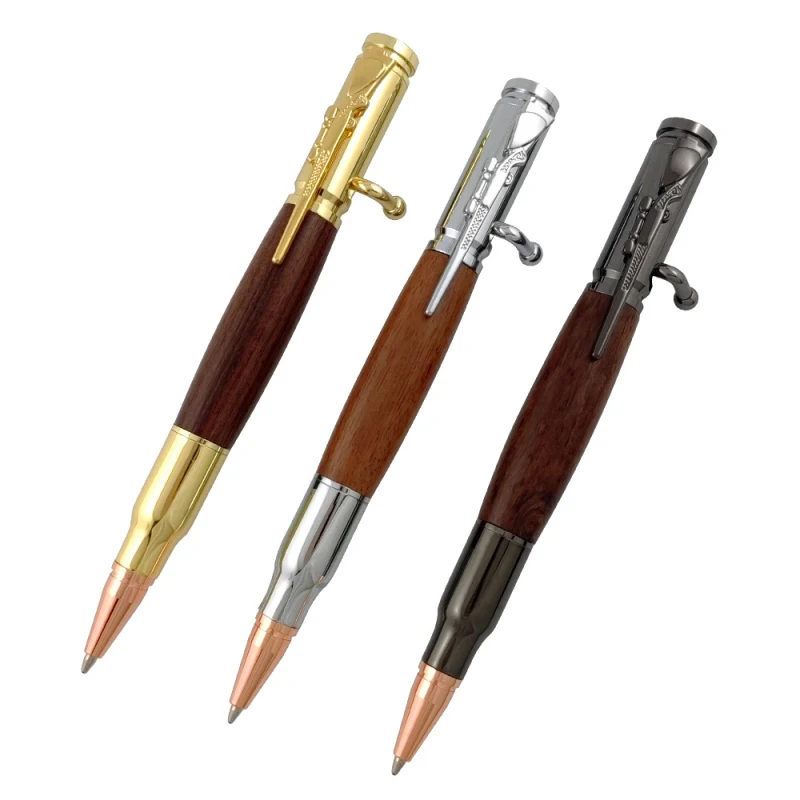 6Pcs Durable Professional Ballpoint Pen,Metal Bolt Action Pens Wood Bolt Pen for Travel  Office School Wedding 